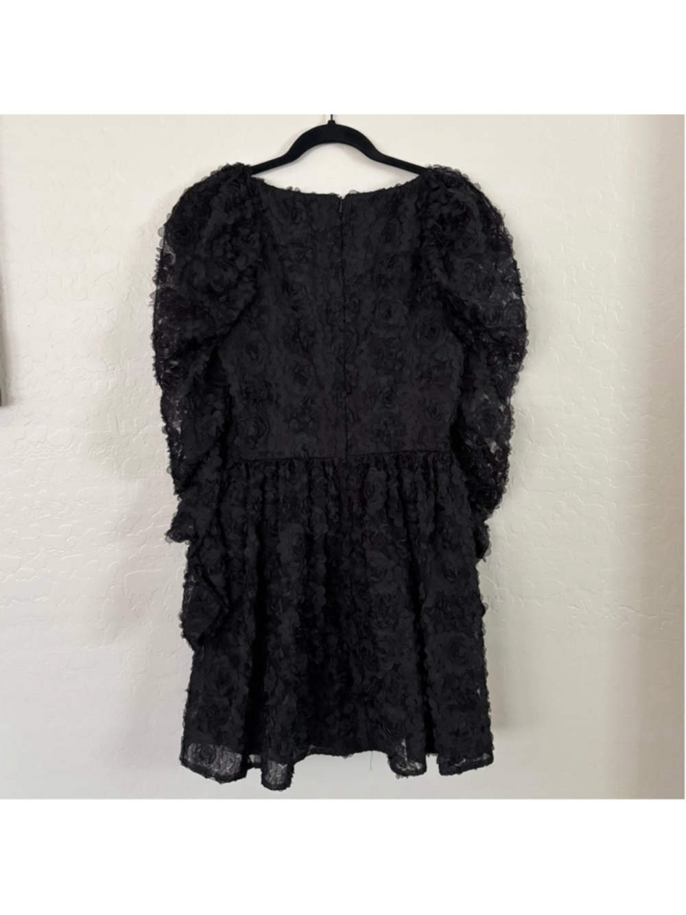 Black Halo Alister Floral Corset Mini Dress Onyx Black Long Sleeve Sz 2 - Picture 8 of 17